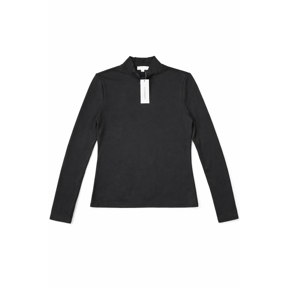 No Comment Women Black Long Sleeve Mock Neck Top Size L NWT